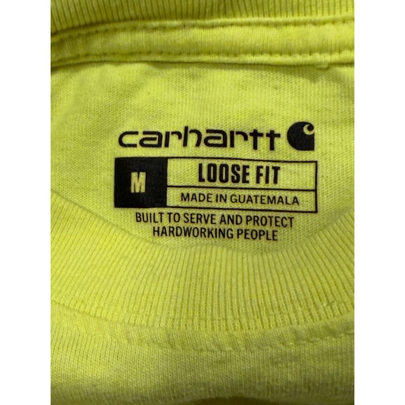 Carhartt T Shirt Mens Medium Yellow Loose Fit Graphic Fish Logo Outdoors * - Picture 4 of 10